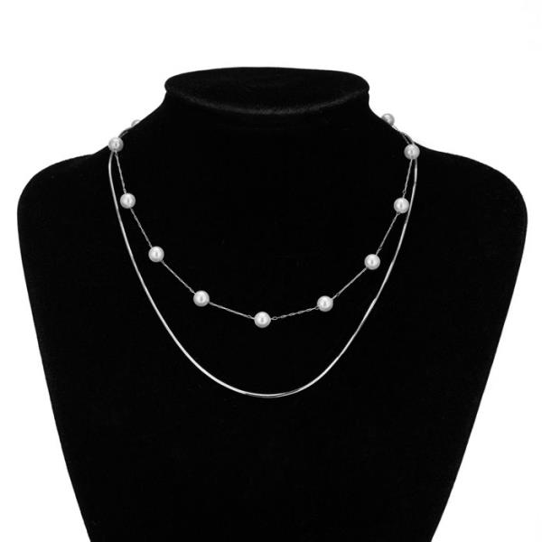 SECRET BOX STAINLESS STEEL 2 LAYERED PEARL NECKLACE