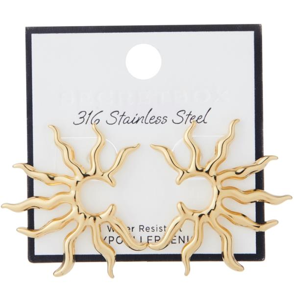 SECRET BOX STAINLESS STEEL HALF SUN EARRING