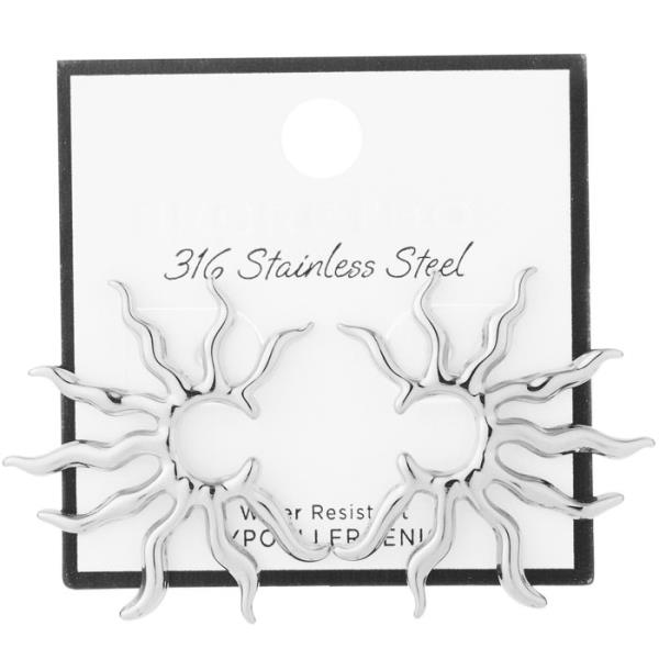 SECRET BOX STAINLESS STEEL HALF SUN EARRING