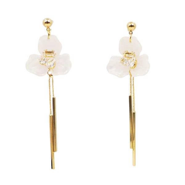 ACRYLIC FLOWER CHAIN DROP EARRING