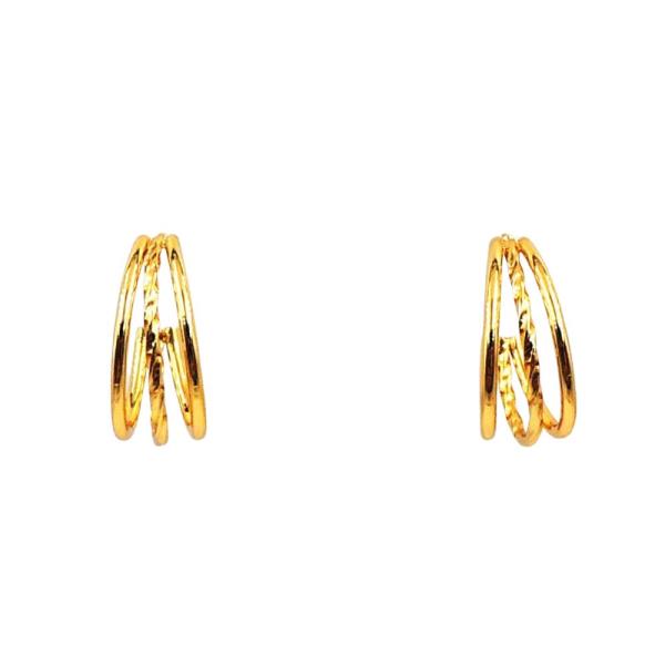 STAINLESS STEEL LARGE THREE LINE HOOP EARRING