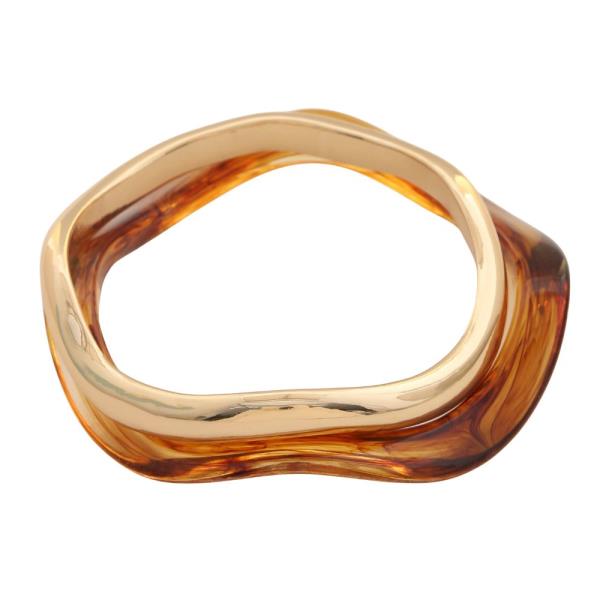 ACETATE WAVY METAL BANGLE BRACELET SET