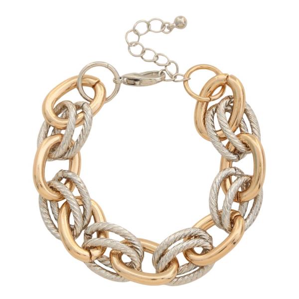 TWO TONE OVAL LINK METAL BRACELET