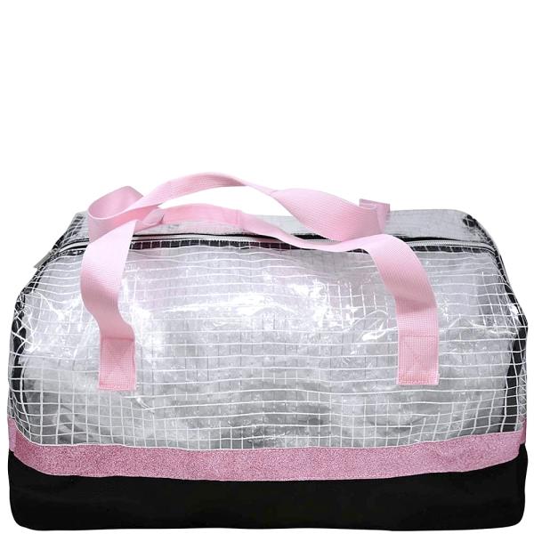 LARGE CLEAR CHECKERED PVC DUFFLE BAG