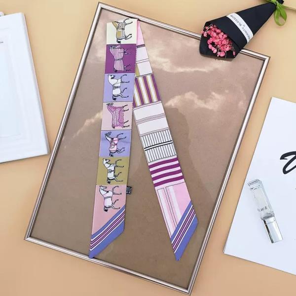 HORSE STRIPE PRINT SILKY SKINNY SCARF