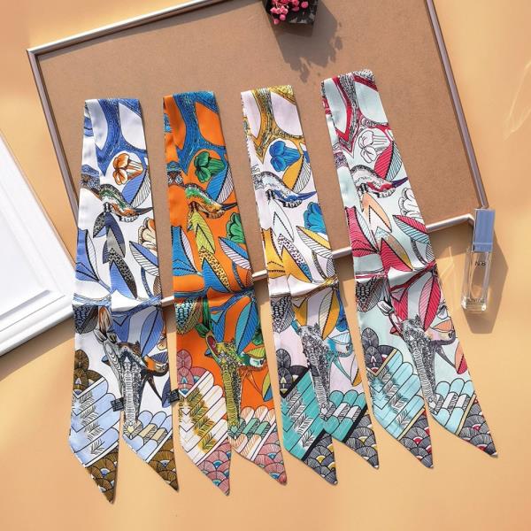 ANIMAL BUTTERFLY PRINT SILKY SKINNY SCARF