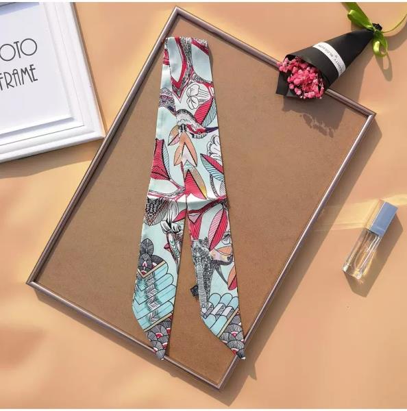 ANIMAL BUTTERFLY PRINT SILKY SKINNY SCARF