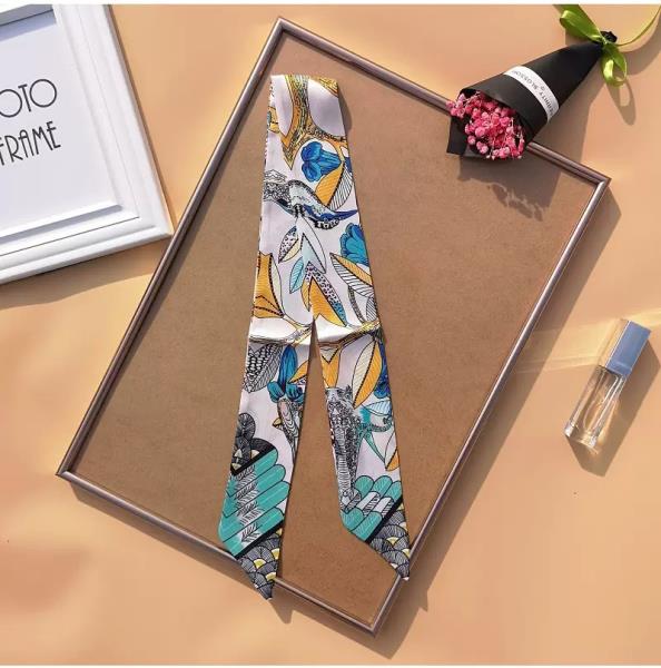 ANIMAL BUTTERFLY PRINT SILKY SKINNY SCARF
