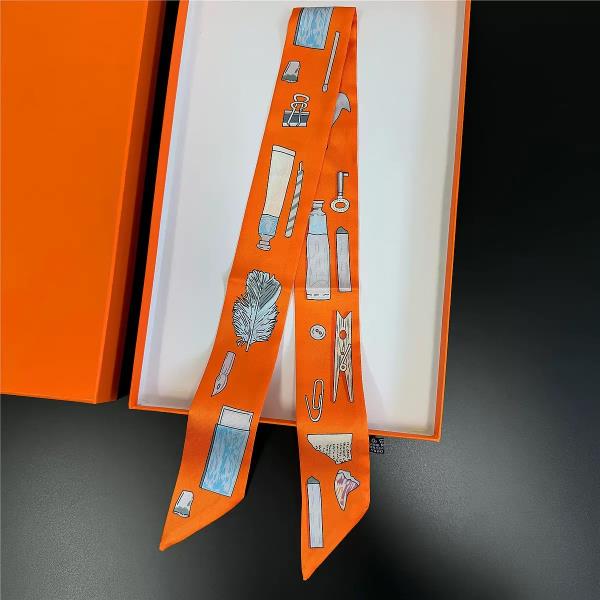 STATIONERY PRINT SILKY SKINNY SCARF
