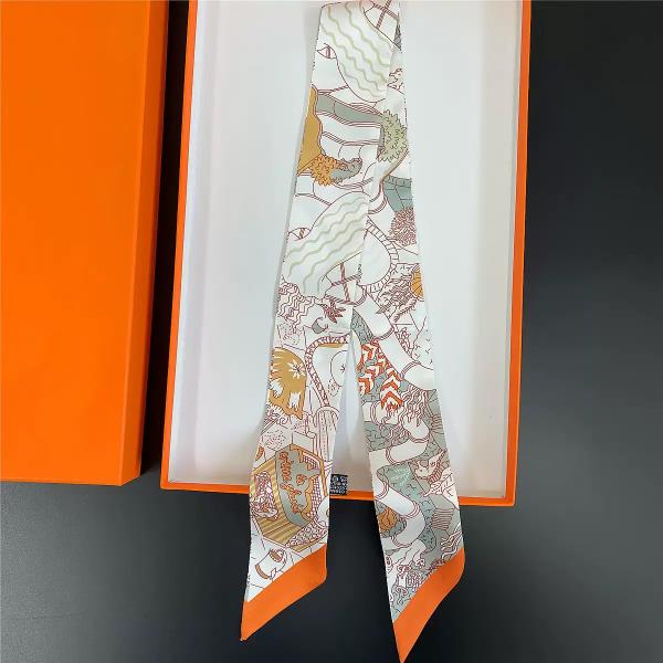 ABSTRACT WAVE PRINT SILKY SKINNY SCARF