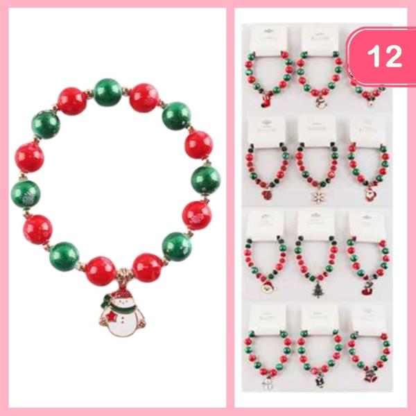 CHRISTMAS BEADED BRACELET (12 UNITS)