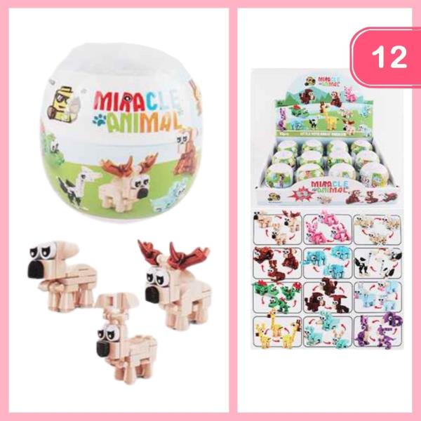 MIRACLE ANIMAL TRANSFORMING TOY CAPSULE DISPLAY SET (12 UNITS)