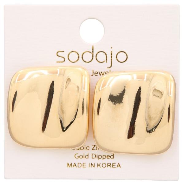 SODAJO SQUARE METAL GOLD DIPPED EARRING