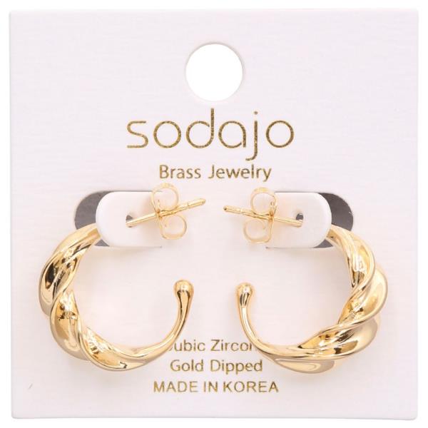 SODAJO TWISTED OPEN HOOP GOLD DIPPED EARRING