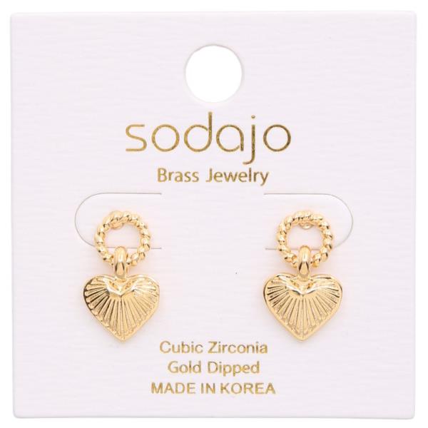 SODAJO HEART CIRCLE LINK GOLD DIPPED EARRING