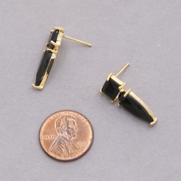 SODAJO RECTANGLE LONG TEARDROP LINK GOLD DIPPED EARRING