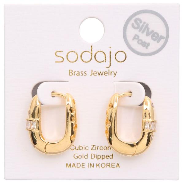 SODAJO OVAL CZ GOLD DIPPED EARRING