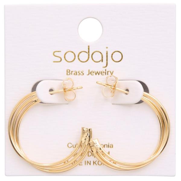 SODAJO TRIPLE HOOP GOLD DIPPED EARRING