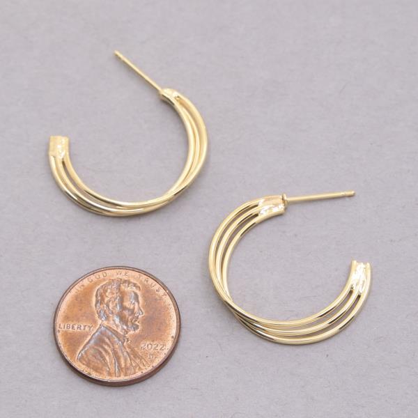 SODAJO TRIPLE HOOP GOLD DIPPED EARRING