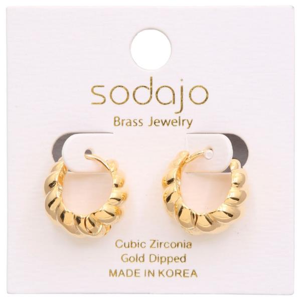 SODAJO TEXTURED MINI HOOP GOLD DIPPED EARRING