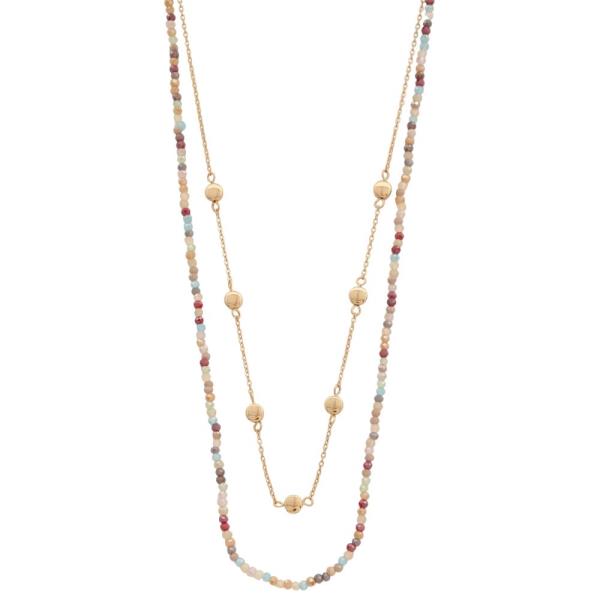 DAINTY BEADED COIN LAYERED NECKLACE