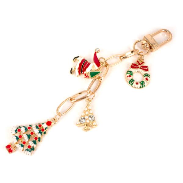 SANTA CLAUS CHRISTMAS TREE WREATH CHARM BAG CHARM KEYCHAIN