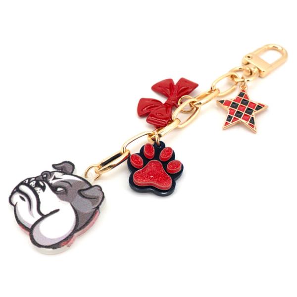 GAME DAY DOG PAW BOW STAR CHARM BAG CHARM KEYCHAIN