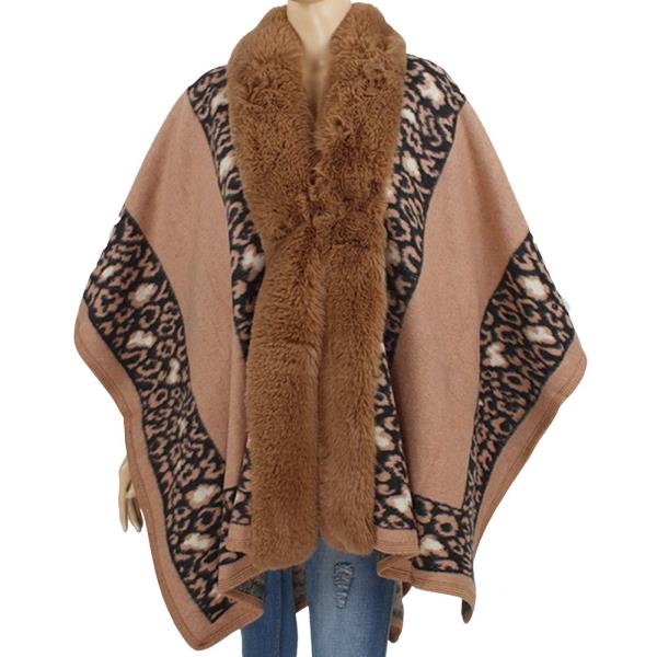 FAUX FUR COLLAR LEOPARD PATTERN COAT