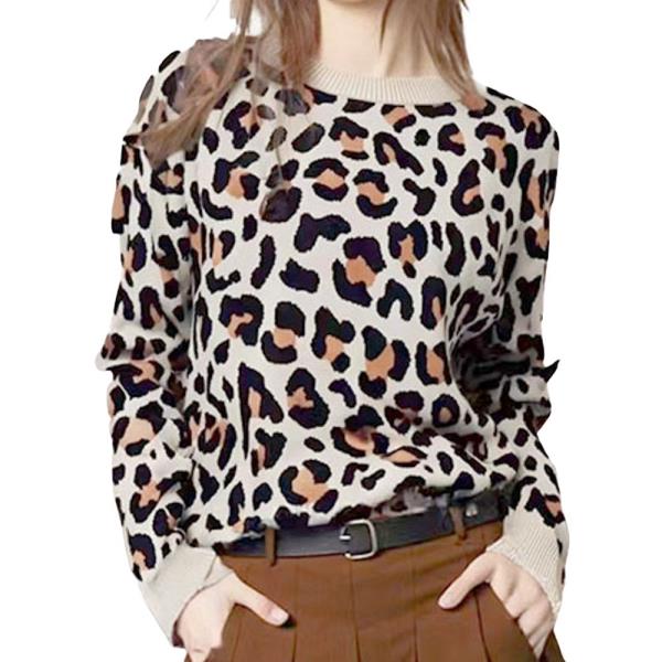 LEOPARD PRINT KNIT SWEATER