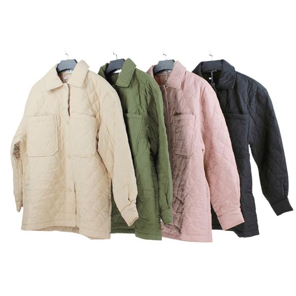QUILTED BUTTON-UP SHIRT JACKET - SM SIZE