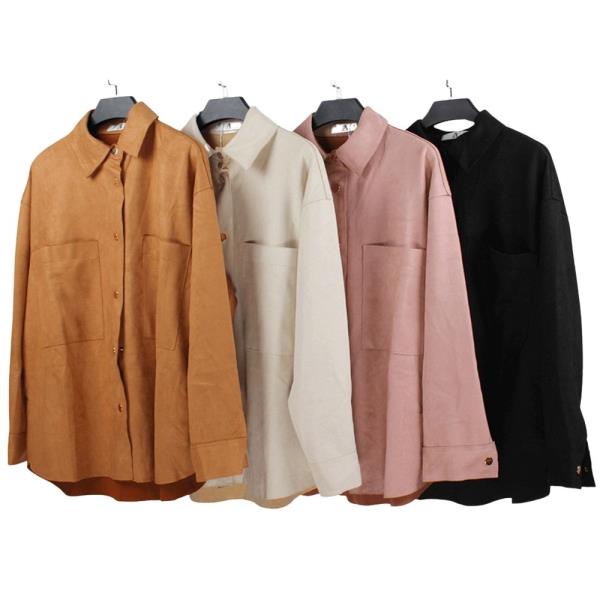 SUEDE BUTTON-UP LONG SHIRT JACKET - XL SIZE