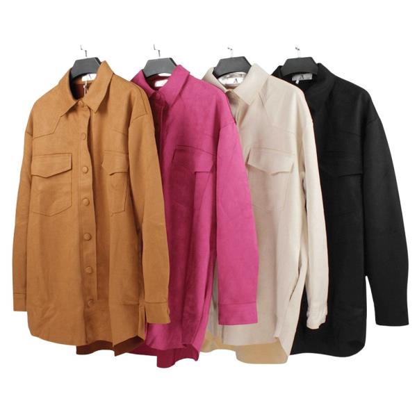 SUEDE BUTTON-UP SHIRT JACKET - ML SIZE