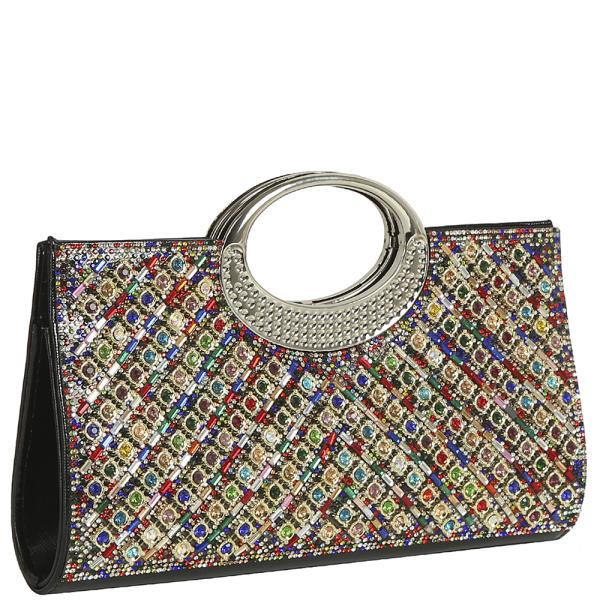 RHINESTONE EVENING HANDLE CLUTCH BAG