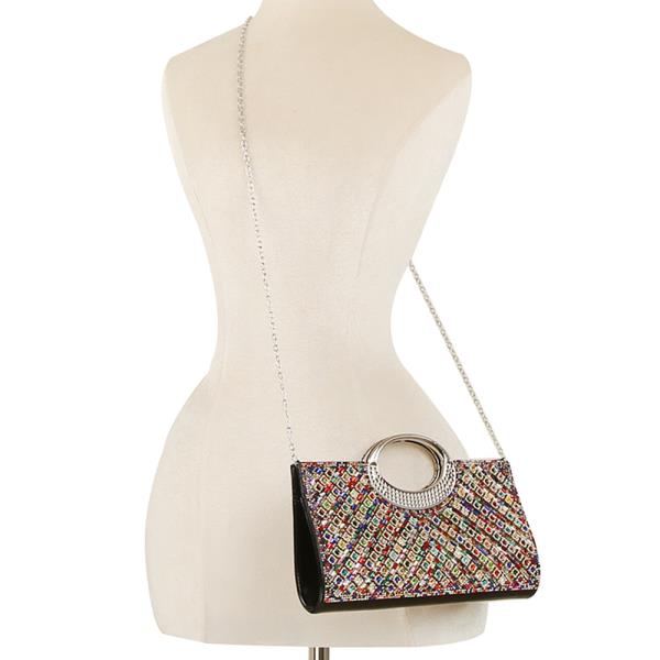 RHINESTONE EVENING HANDLE CLUTCH BAG
