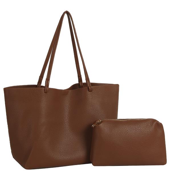 2IN1 CHIC SHOULDER TOTE BAG W ZIPPER POUCH SET