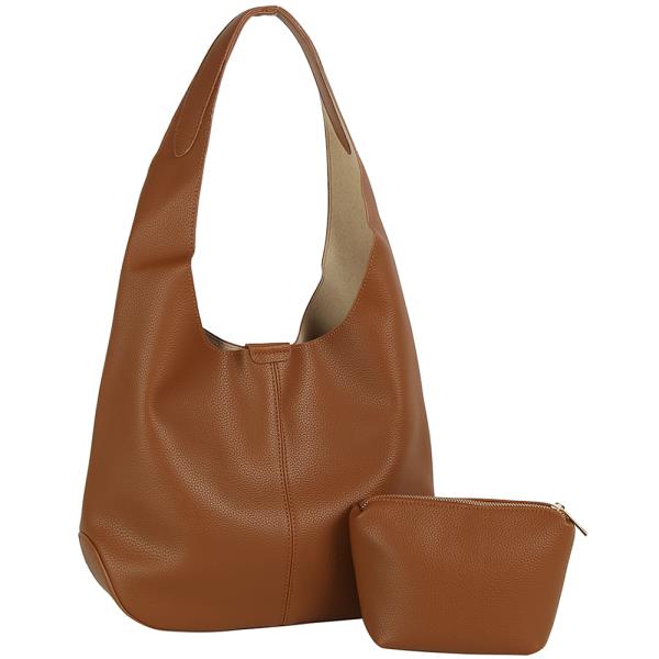 2IN1 TEXTURED SHOULDER HOBO BAG W ZIPPER POUCH SET