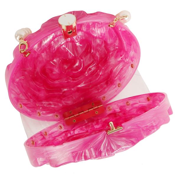 ACRYLIC ROUND FLORAL PEARL CROSSBODY BAG