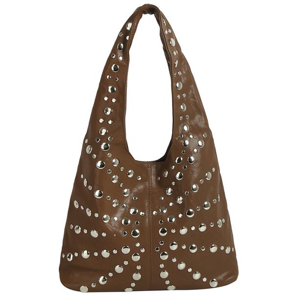 TRENDY STUDDED SHOULDER HOBO BAG
