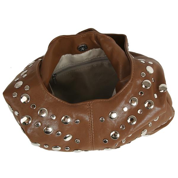 TRENDY STUDDED SHOULDER HOBO BAG