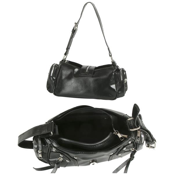 SMOOTH BUCKLE ZIPPER SHOULDER CROSSBODY BAG
