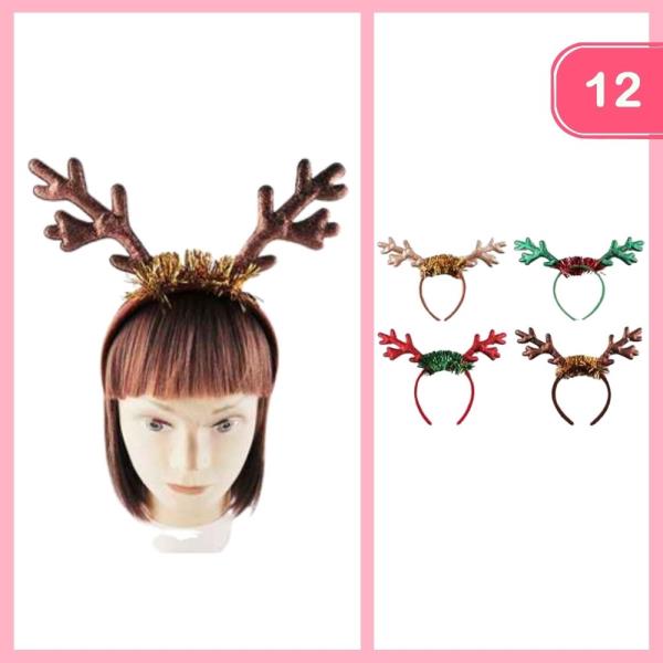 CHRISTMAS REINDEER ANTLERS HEADBAND (12 UNITS)