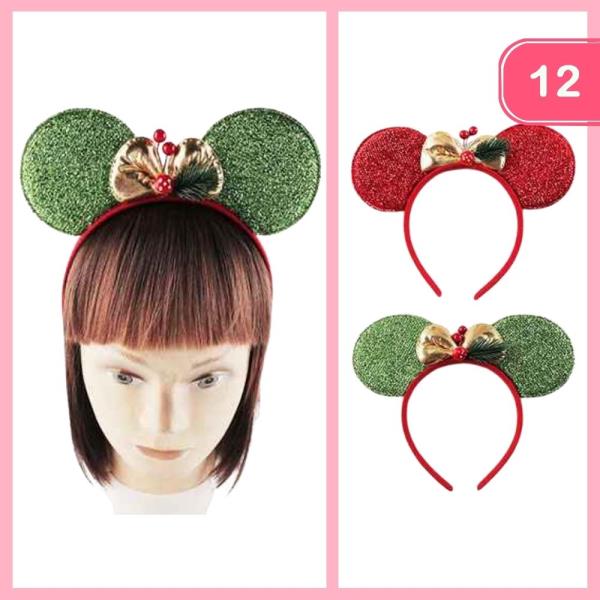 CHRISTMAS EAR HEADBANDS (12 UNITS)
