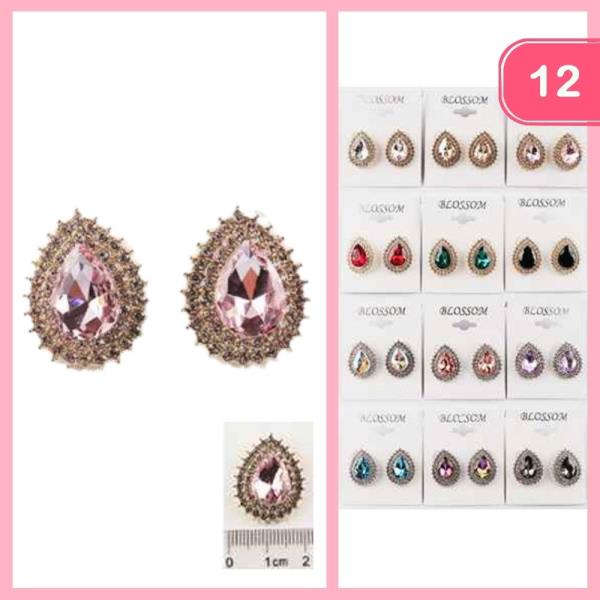 RHINESTONE POST EARRING (12 UNITS)