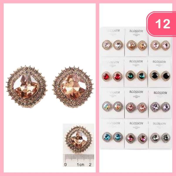 RHINESTONE POST EARRING (12 UNITS)