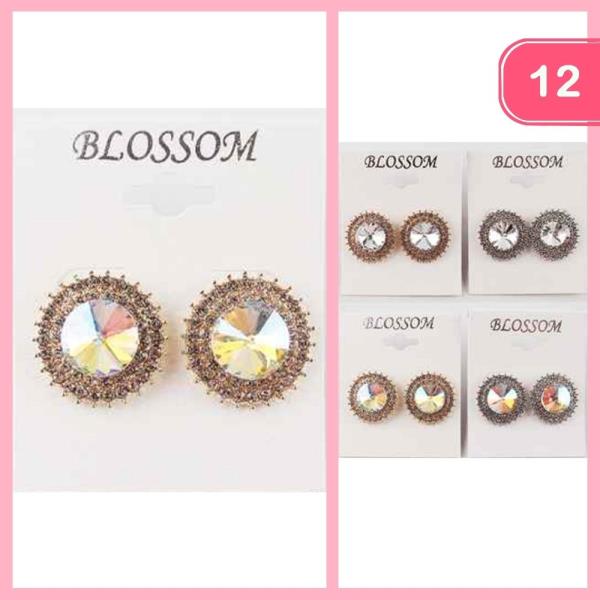 RHINESTONE POST EARRING (12 UNITS)