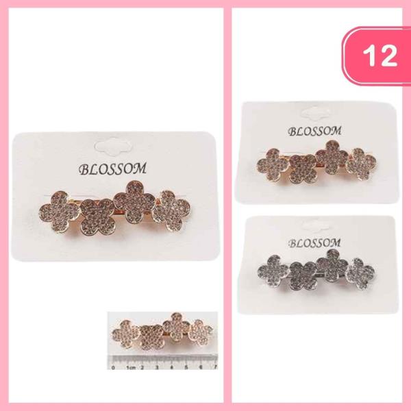 BARRETTE RHINESTONE CLOVER   HAIR CLIP (12 UNITS)