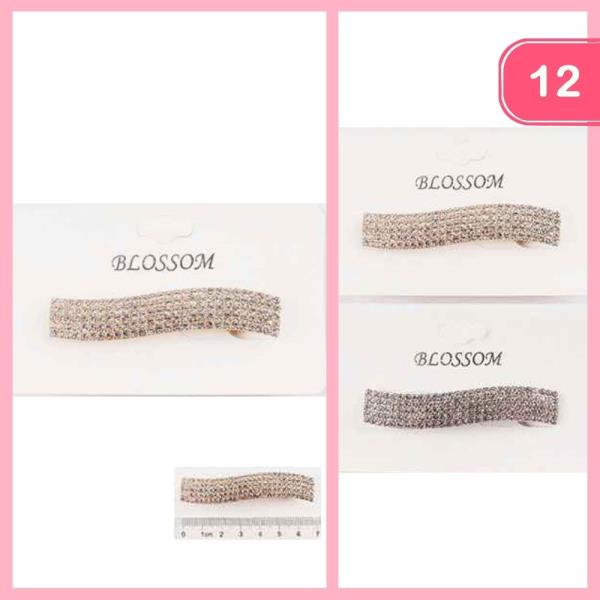 RHINESTONE BARRETTE HAIR PIN (12 UNITS)
