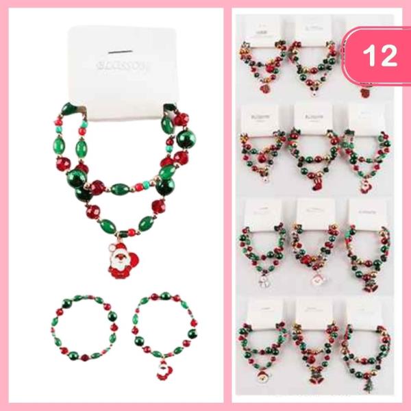 CHRISTMAS BEADED STACKABLE BRACELET (12 UNITS)