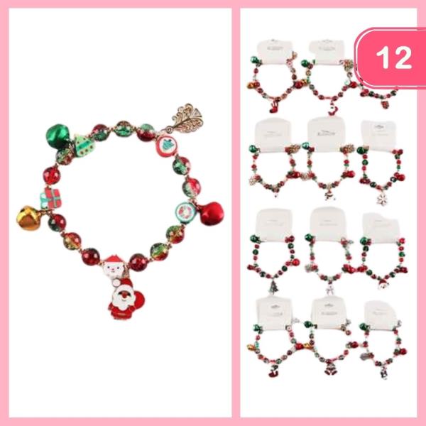 CHRISTMAS CHARM BEADED BRACELET (12 UNITS)