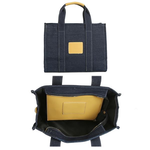 DENIM TEXTURE THE TOTE PRINT HANDLE BAG